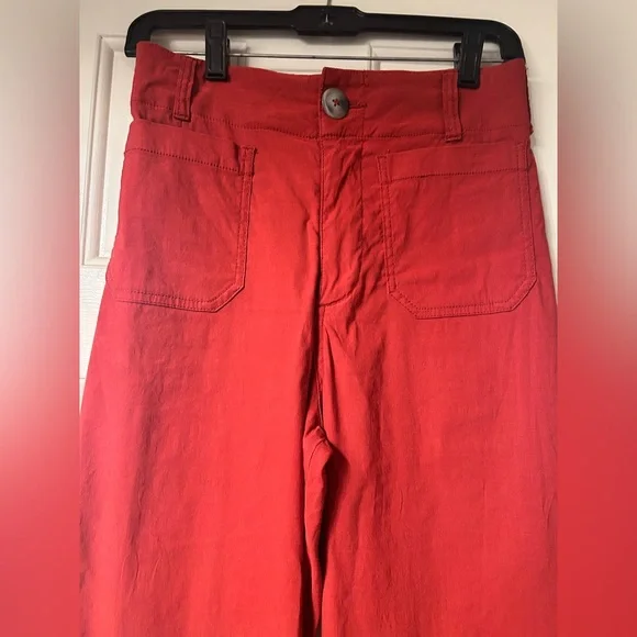 By Anthropologie Rust Red Colette Wide Leg Linen Blend Pants Size 26 - Picture 5 of 9